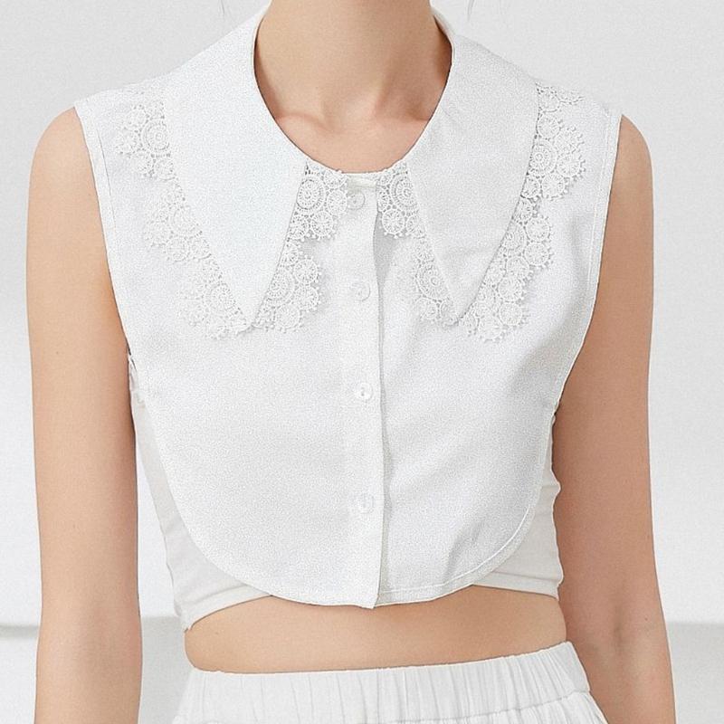 Women Chinese Embroidery Half Top Shawl Vintage Flroal Cheongsam Fake Collar Lace-Up Decorative Neck Cover Dickey Short