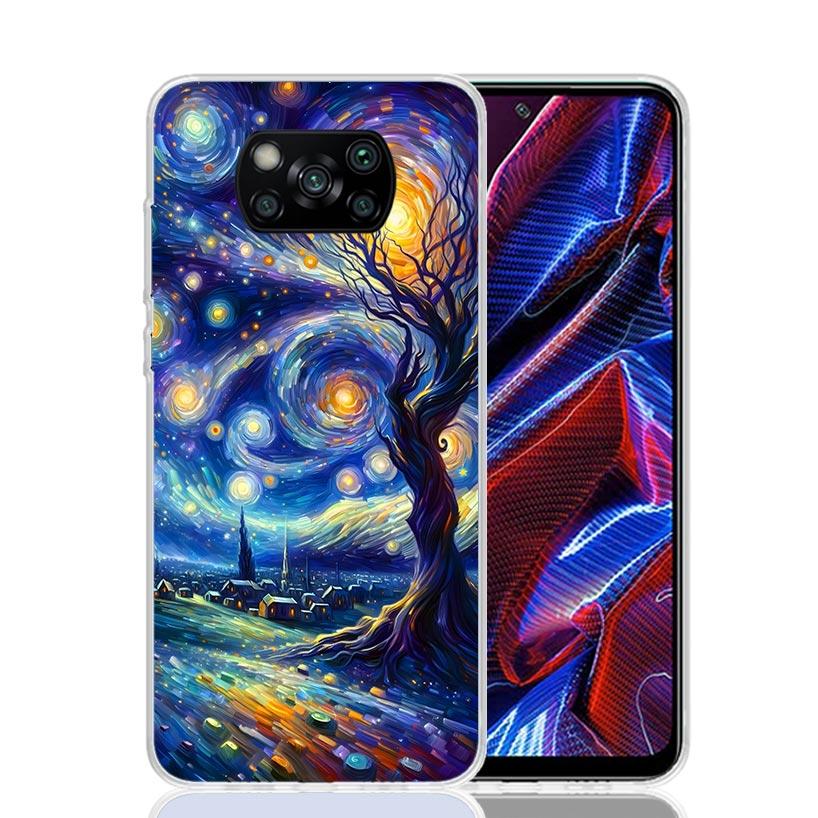 Starry Night Van Gogh Art Phone Case For Xiaomi Poco X7 X6 X5 Pro F7 Ultra Redmi 15C 15 13 13C 12 12C 10 10A 10C 9 9A 9C 9T Cove