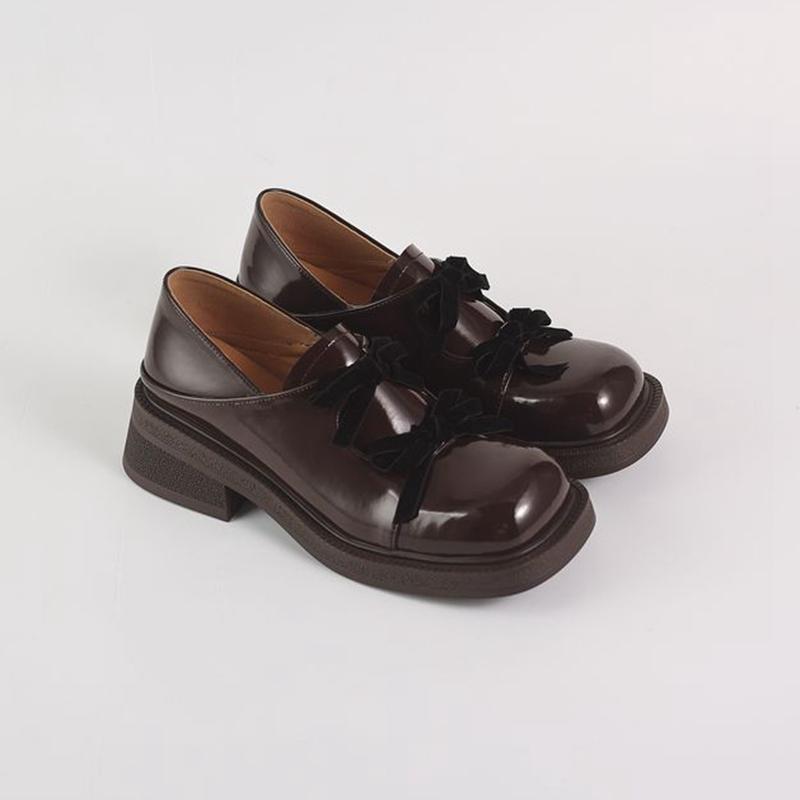 

Модная женская новая кожаная обувь из коровьей кожи с круглым носком, бантом-бабочкой, в стиле колледжа, одинарная обувь, толстая подошва, ретро-повседневная обувь 250 вино красного