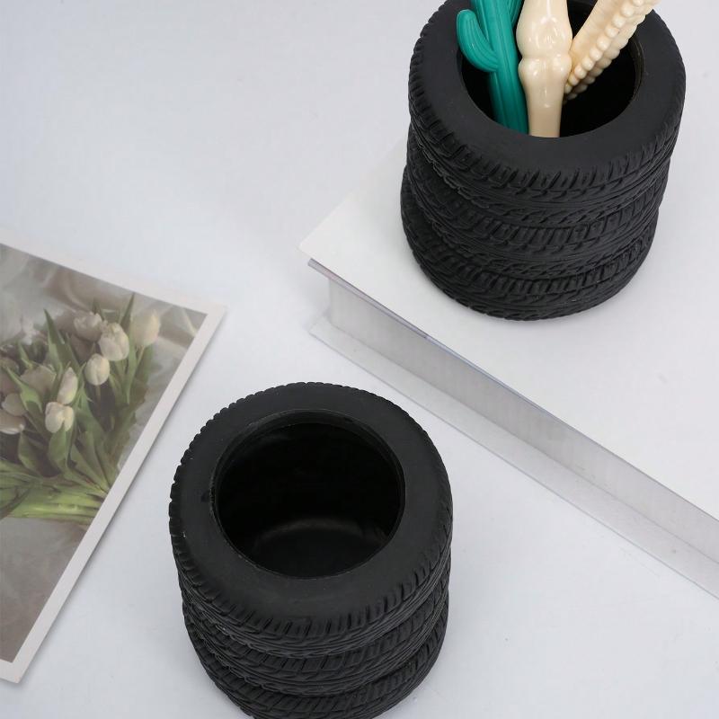 1PC Funny Tire Shaped Office Desk Pen Holder - Plastic, Office Decoration Accessories and Stationery Gifts
