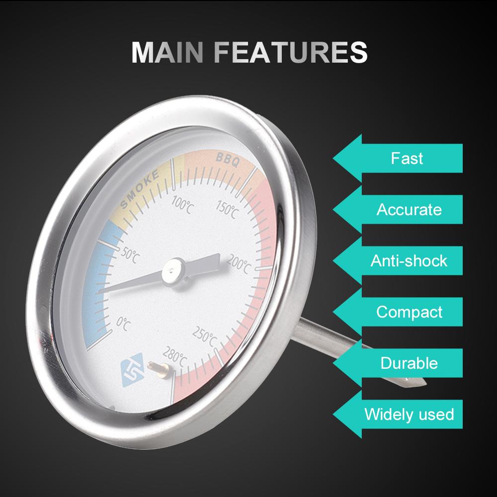 Stainless Steel Thermometer Bi Metal Thermometer Dial Thermometer 0 280 Celsius for Grill Barbecue Smoker Oven