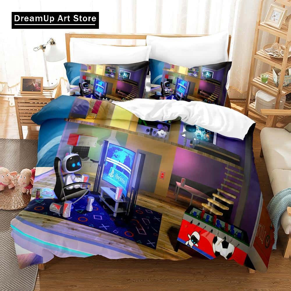 3D tisk Anime Astro Bot Ložní souprava Single Twin Full Queen King Size Postel Dospělý/Dětská ložnice Sady povlečení na peřinu Bytový textil