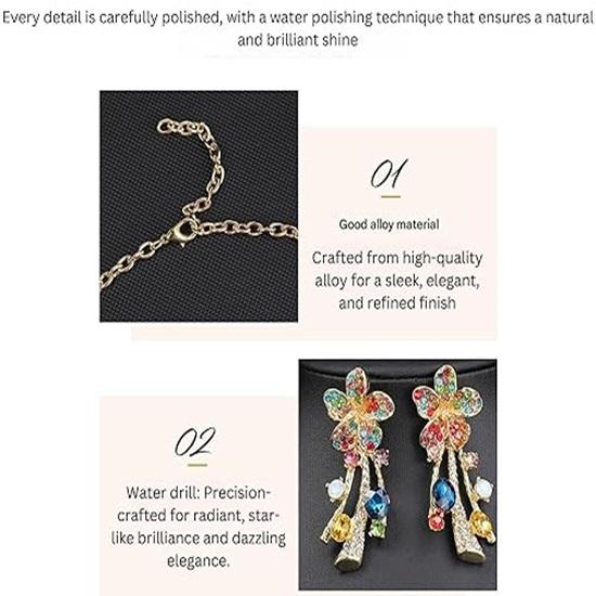 Collier et boucles d'oreilles sertis de pierres précieuses bleues et de cristaux pour femme, bijoux pour fêtes et occasions spéciales