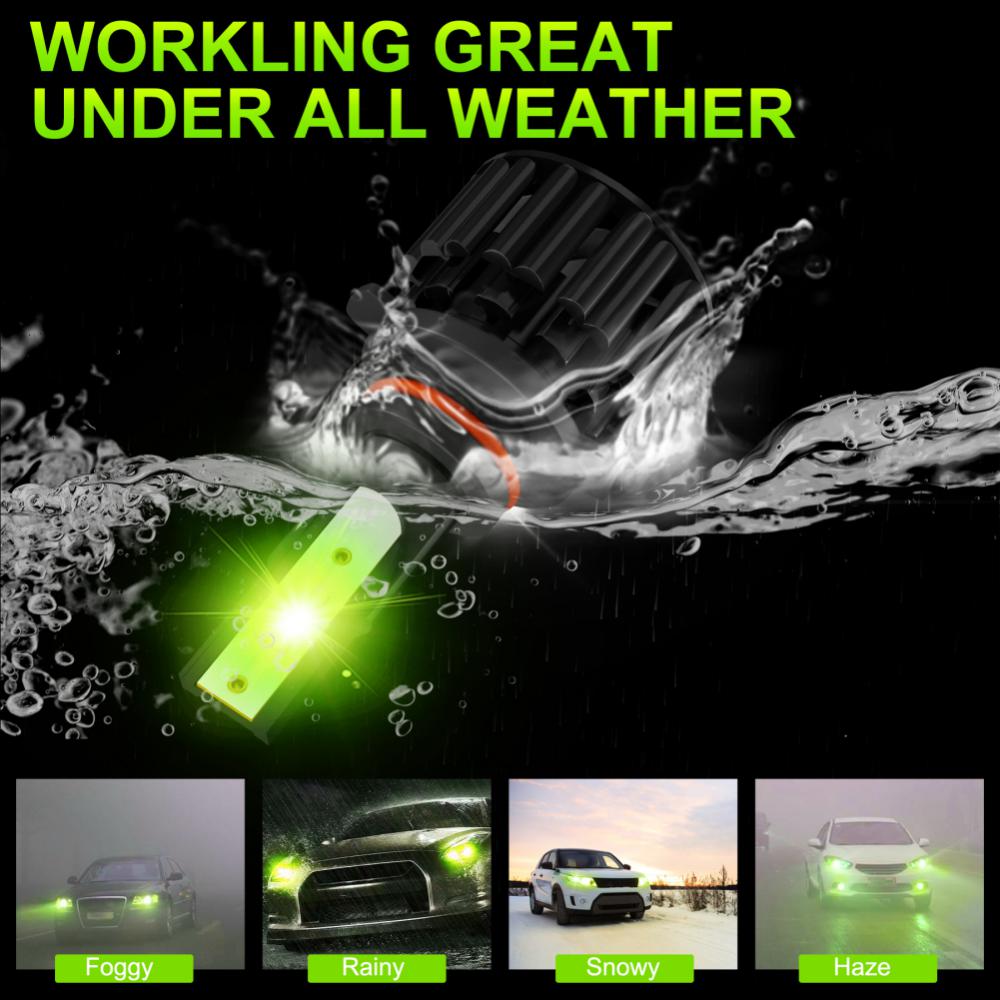 Lemon Green LED Fog Light Bulbs Car Headlight H7 H8 H9 H11 9006 HB4 9005 HB3 Auto DRL Car Daytime Running Light