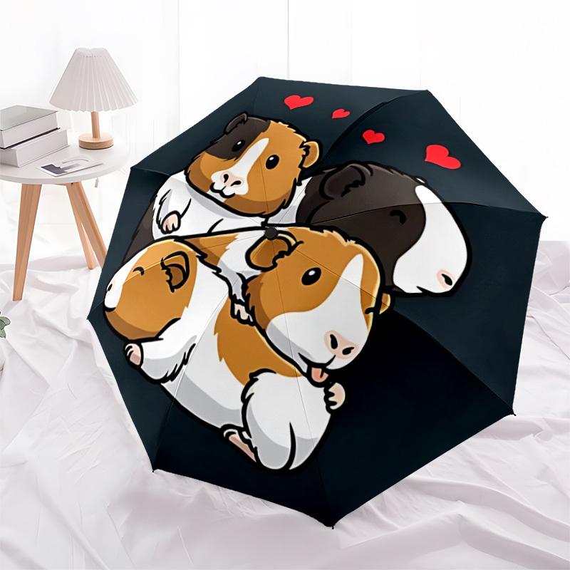 1pc Guinea Pig Trio Automatic Folding Umbrella - Portable Collapsible 8-Rib Umbrella for All Seasons Durable Canopy Yy251119129