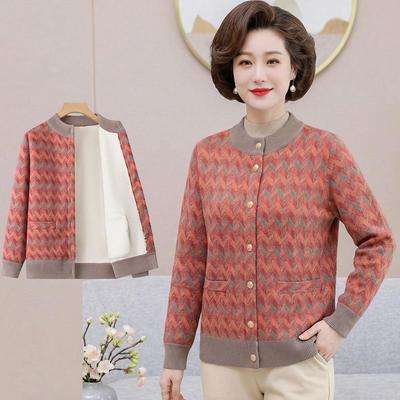 Women's Winter Wool Cardigan: Fleece-Lined Sweater for Middle-Aged & Elderly, Thickened for Autumn/Winter, Ideal for 60+.