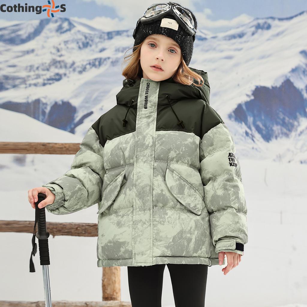 Children's Winter Down Cotton Jacket Middle and Large Children Thickened Winter Tie-dye Jacket