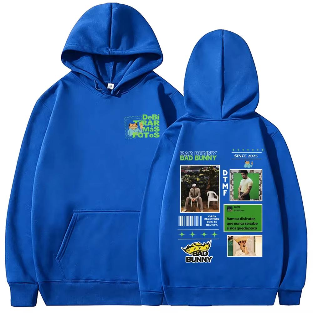 Rapper Bad Bunny Grafik Hoodie Debi Tirar Mas Fotos DTMF Welttournee 2026 Sweatshirt Herren Damen Vintage Bedrucktes Sweatshirt