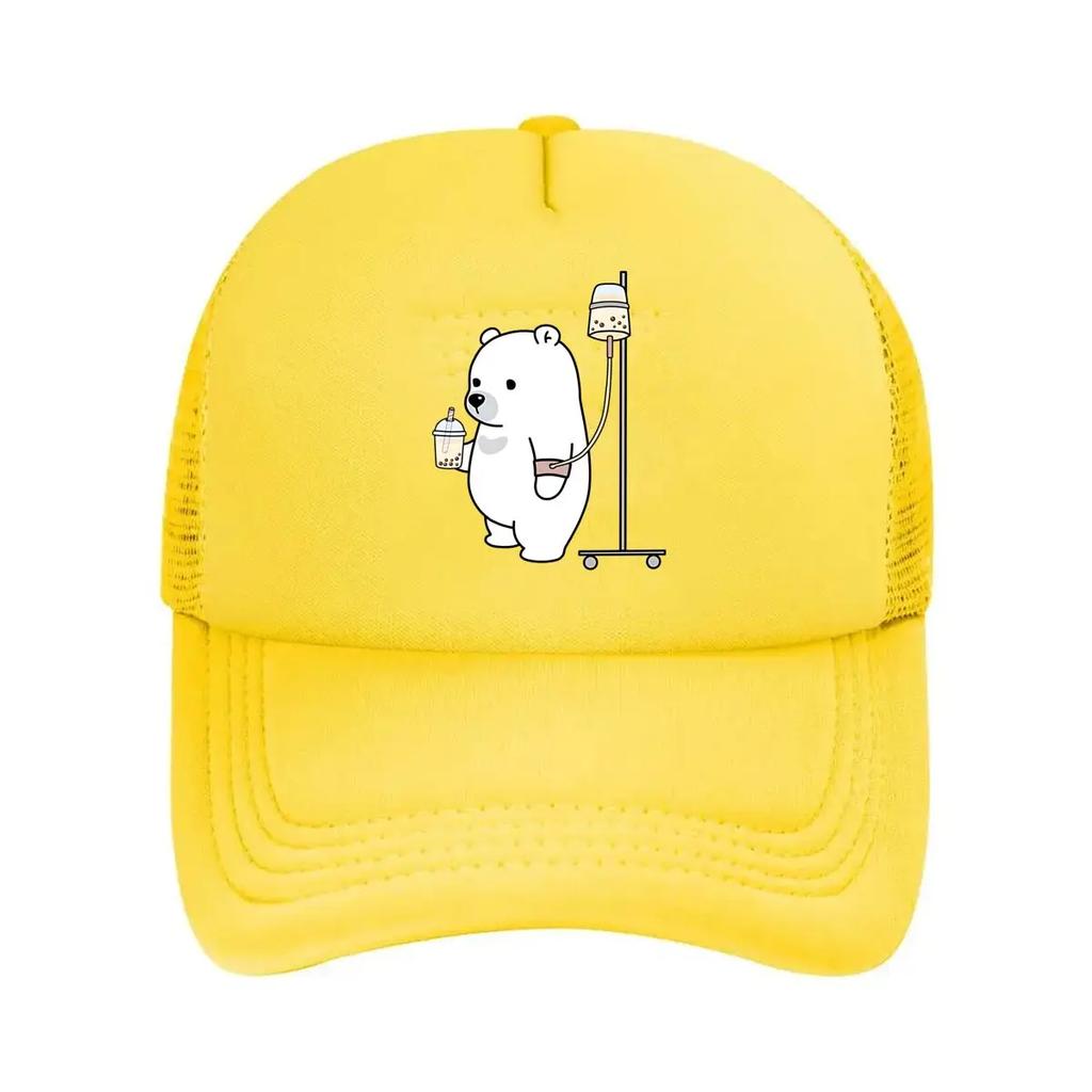 Boba Bear Loves Too Much Sticker Mesh Baseball Cap