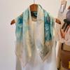 130cm Silk Square Scarf Women Large Shawls Matching Flowers Design Square Bandana Luxury Kerchief Scarf Female Foulards