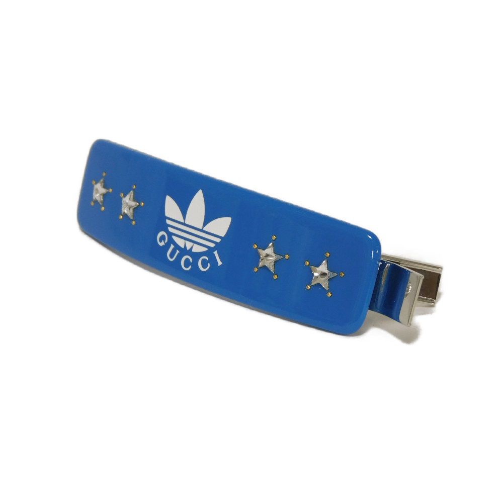 Used Adidas Crystal Star Hair Clip (9539) 702940 IAABI 8521 7992 Rhinestone Unused Trefoil Logo Resin Blue Women's from