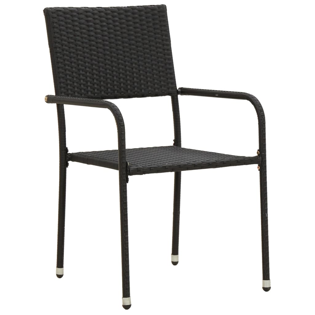 5 Piece Garden Dining Set Poly Rattan Black