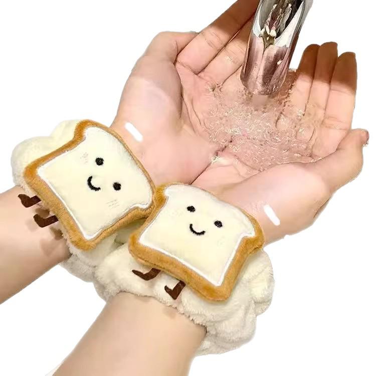 Gesichtswascharmband mit Cartoon-Käsetoast-Motiv – saugfähig, schnelltrocknend, wasserabweisende Hülle.