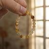 Elegant Golden Rutilated Quartz and Tiger's Eye Beaded Bracelet