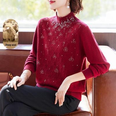 QianLian Women's 100% Wool Half-High Collar Sweater
