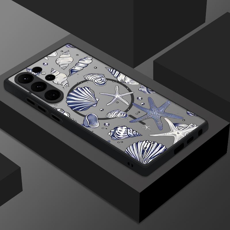 Magnetic Phone Case For Samsung Galaxy S25 Edge S24 S23 Ultra S22 Plus S21 S20 S24 FE For Magsafe Sea Turtles Whales Matte Cover