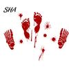 Moisture-proof Wall Sticker Halloween Blood Handprints/Footprints Stickers, Removable Decals, Spooky Waterproof Damage-free Decal Window DIY