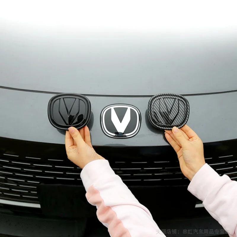For Changan UNIV UNI-V 2023-2024 Car Steering Wheel Logo Front Rear Logo Car Wheel Logo Sticker Decor Cover Trim Accessories