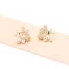 European and American Diamond-encrusted Gold and Silver Two-color Gold-plated Little Bee Shape Earrings, Simple and Versatile 925 Silver Needle Stud E