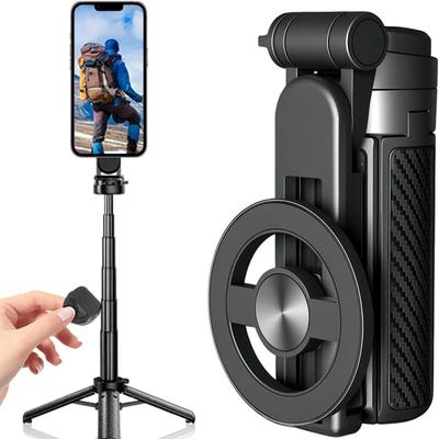 4-in-1 Multifunctional 360° Rotation Magnetic Selfie Stick, 2025 New 360° Rotation Phone Tripod with Bluetooth Remote Control, Portable Extendable Mag