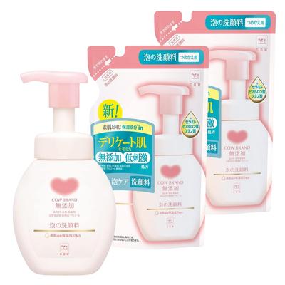 Cow Brand Schaum-Gesichtsreiniger mit Pumpe 160ml x 1 Stück Nachfüllpackung 140ml x 2 Set [Großbestellung] ohne Zusatzstoffe +