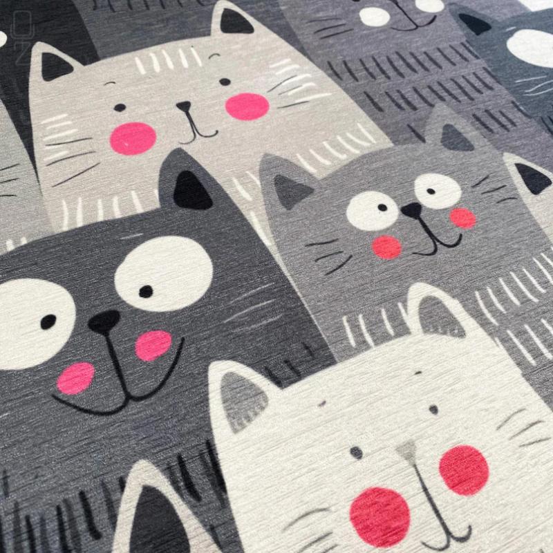 Vikama Grey Cat Cushion Cover Cartoon Cute Print Sofa Pillow Case For Living Room Car Bedroom Pet Lovers Home Decor