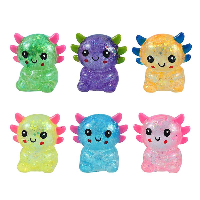 1 Stück Stressabbau-Malzzuckerball, niedliches Tier-Quetschspielzeug, Axolotl-Stressball, knautschiges sensorisches Fidget-Spielzeug für Kinder, Geschenk