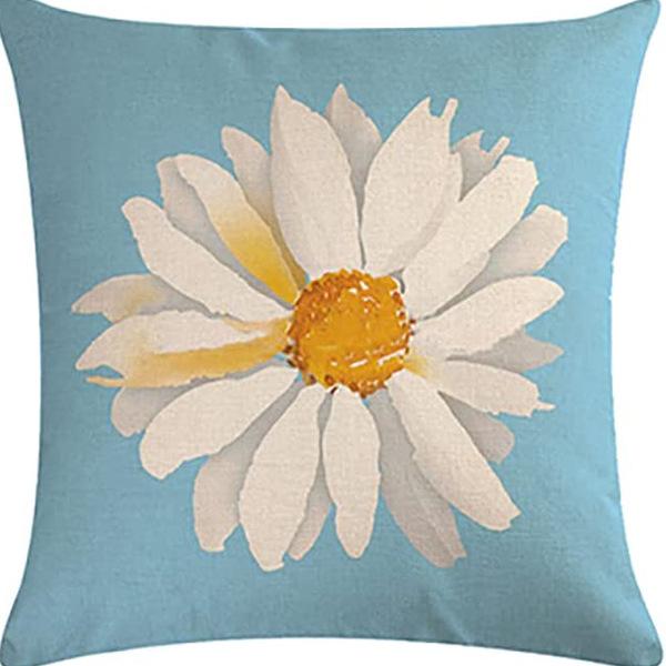 Small Daisy Flower Pillowcase New Striped Linen Home Fabric Sofa Pillowcase Light Luxury