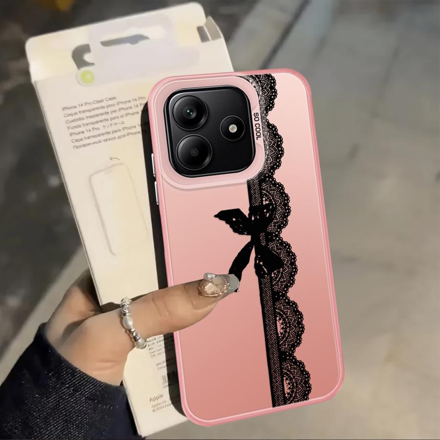 Back Phone Cover Case for Xiaomi Redmi Note 14 11s Note 13 Pro Plus 12s 11 12 Pro Retro Black Lace