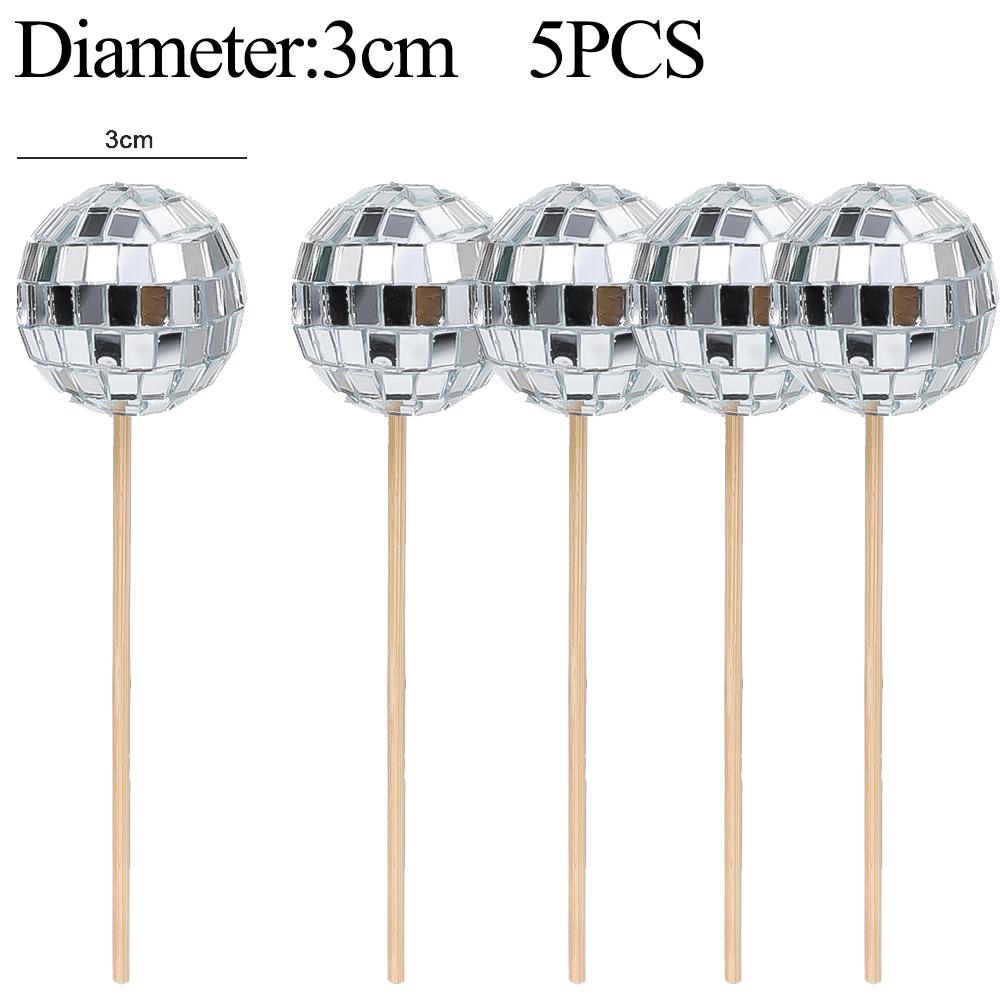 Lot Disco Decorative Balls Retro Cake Cake Insertion Card Home Birthday Party KTV Bar Decor Sequin Wedding Reflective Glass Ball