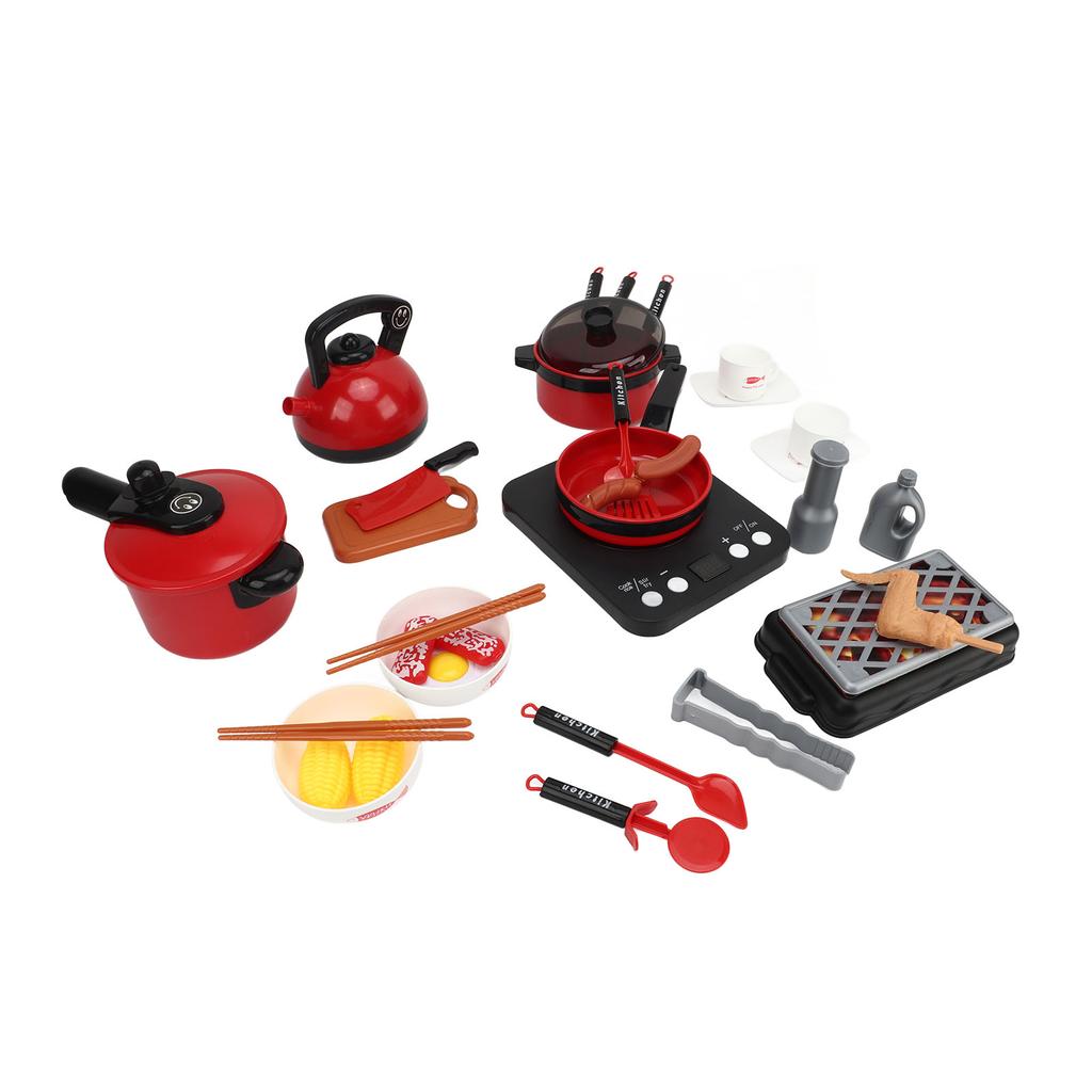 Children Simulation Pot Set Role Play Game Cooking Imaginative Plastic Pretend Kitchen Toys Red