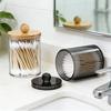 265AS14D Pack Qtip Dispenser Apothecary Jars Bathroom Jar 10 Oz Black Plastic Holder Storage Box for Cotton Ball, Swab Cotton