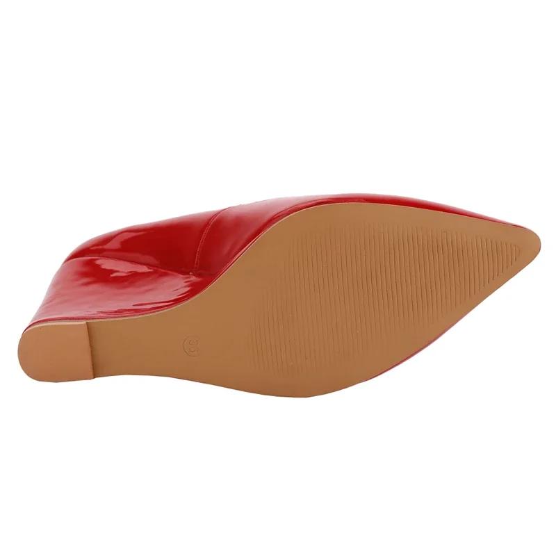 Women Wedges Pumps Sexy Pointed Toe Ship-on Patent Leather High Heels Female Red Black Office Wedding Shoes Summer Autumn Ladies