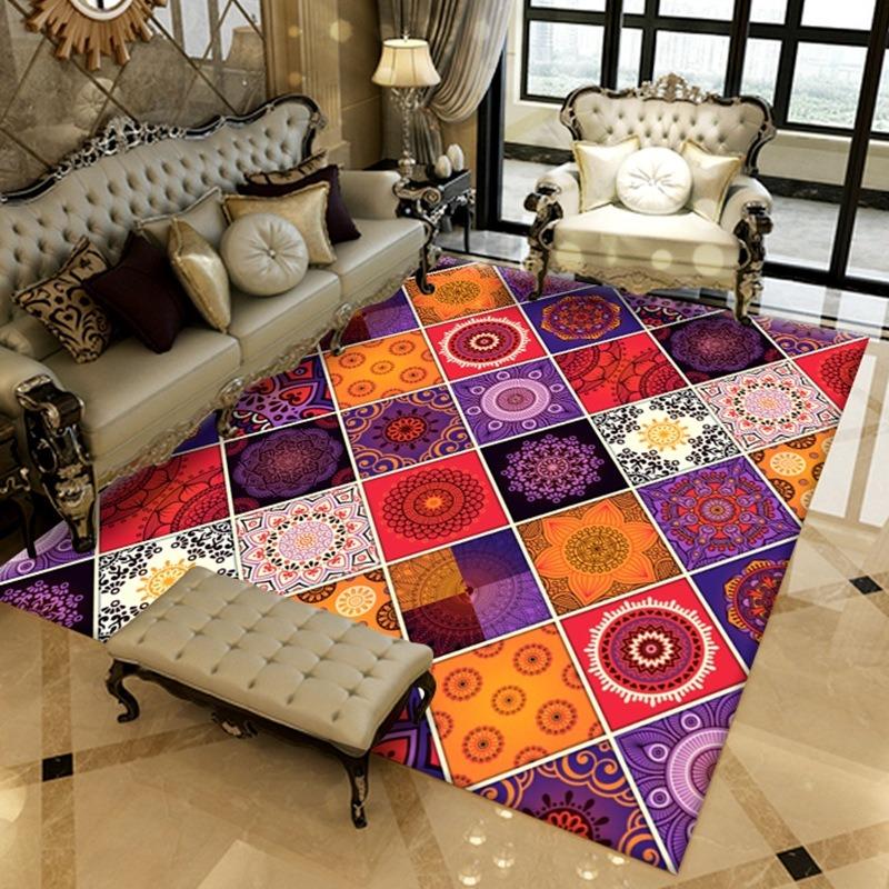 Persian Style Nordic Retro Carpet Ethnic Pattern Living Room Floor Mat for Sofa Coffee Table Area Easy To Clean Home Decoration
