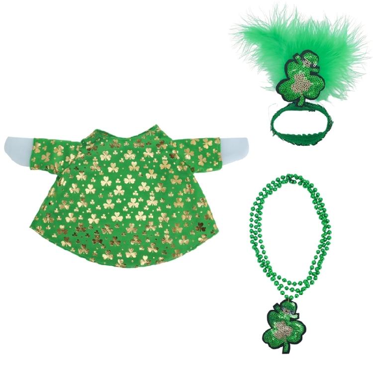 

Easy To Wear Decorative Geese Garment with Necklace Green Shamrock Style Outfit For Party And Garden Use 1