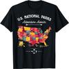 63 National Parks Map US Park Retro Vintage Camping Hiking T-Shirt(3)