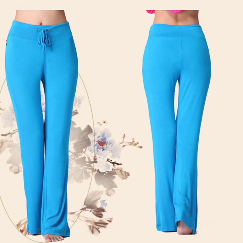 Women Solid Color High Waist Drawstring Wide Leg Long Pants Yoga Dance Trousers Wide Leg For Yoga Running Jogging Gymnastics