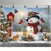 1Pcs Quirky Snowmen Birds Decoration Background Winter Backdrop Decorations For Photo Studio Photo Booth Christmas Party