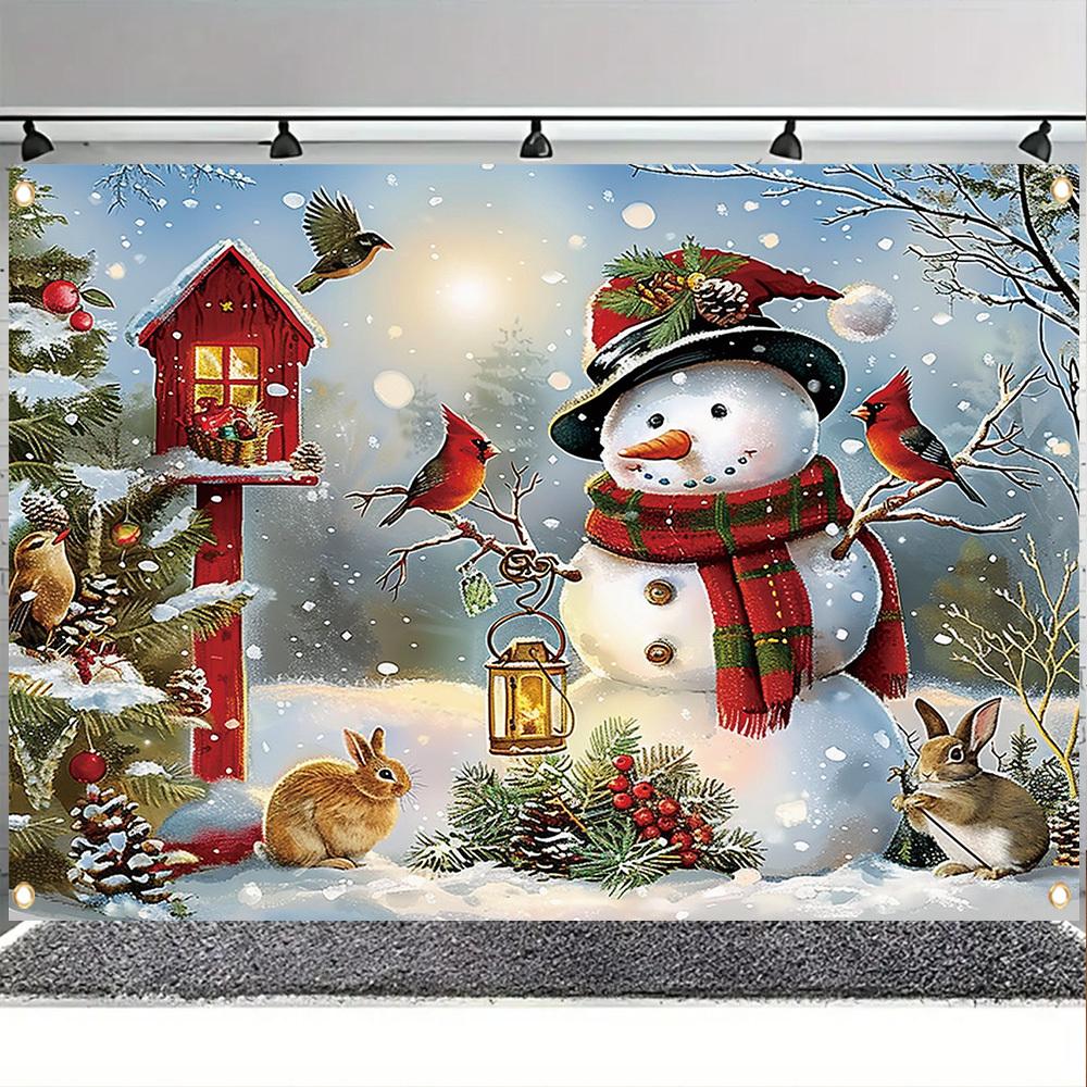 1 piece, Christmas theme party banner, suitable for Christmas winter New Year holiday wall decoration 180X110