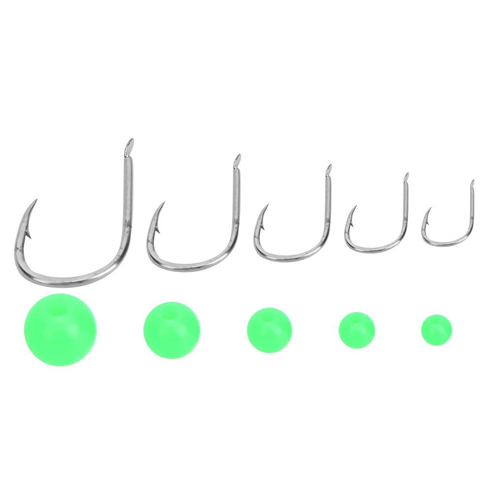 200 pcs Non Slip Luminous Beads Fishing Hooks with Plastic Storage Box for Saltwater Freshwater Kit