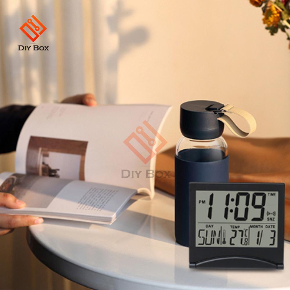 Foldable LCD Digital Electronic Clock Thermometer Hygrometer Alarm Clock Desktop Weather Station Desktop Temperature Sensor