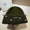 French Light Luxury Niche Rhinestone Min Color Matching Wool Hat, Winter Celebrity Wool Blended Knitted Hat