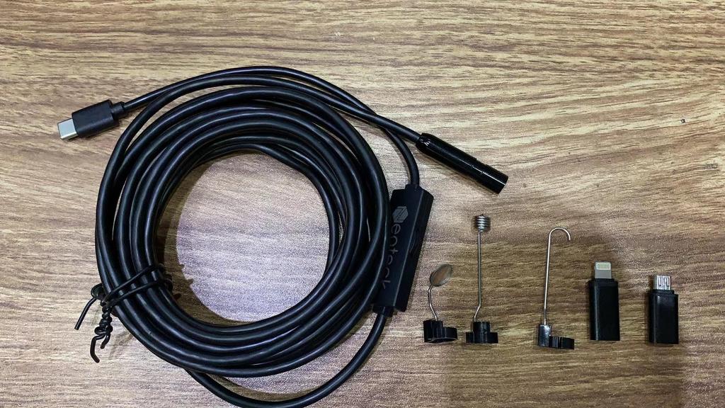 Neoteck Fiberscope Endoscope 5m 8 LED Industrial Snake IP67 Compatible with Air and Industrial Japanese Instruction Manual Camera, 1920P, Cable,