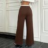 YYFS Women's Fashion Casual Solid Color Print High Waist Trousers Pants & Capris