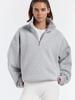 Felpa da Donna con Scollo a Polo a Manica Lunga Vestibilità Larga Streetwear Colore Unico Pullover con Mezza Zip