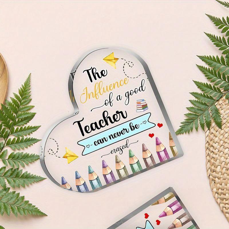 Female teacher gift, acrylic heart-shaped ornament, female teacher gift, female teacher gift