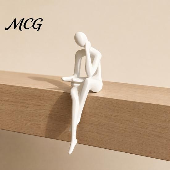Figurina Moderna per la Meditazione Figure del Pensatore Stampate in 3D Ornamenti, Sculture Minimaliste di Arte Astratta Elegante Decorazione da Appendere da Tavolo per Casa Ufficio