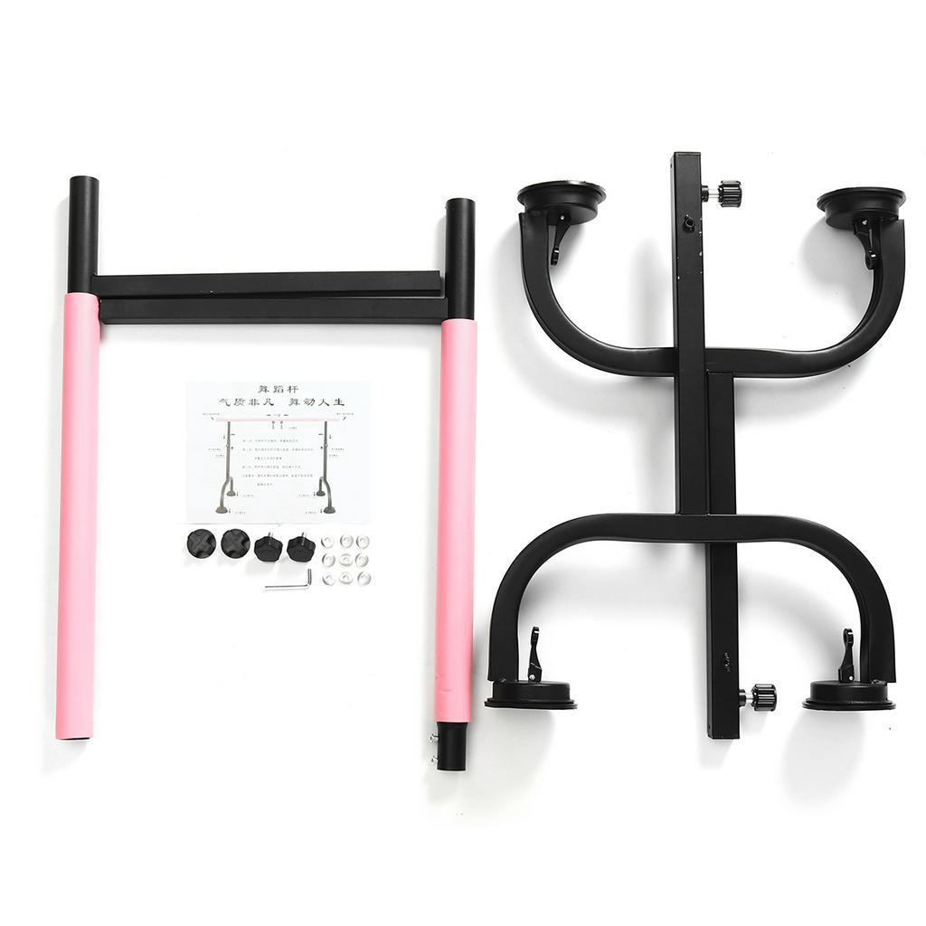 Barra da Balletto Portatile in Acciaio Nera + Rosa Barra da Palestra Fitness Domestico Autoportante Altezza Regolabile + Supporto a Ventosa in Gomma 1.5-3.5M