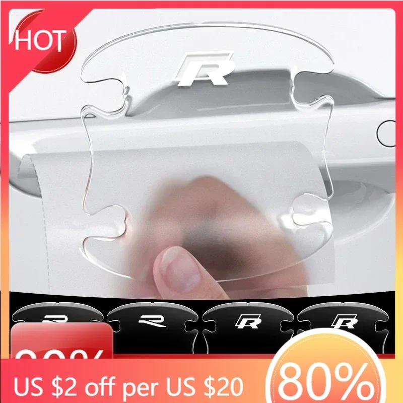 For VW New 4pcs Transparent Car Door Handle Bowl Sticker For Volkswagen Tiguan Bora POLO PASSAT CC Touran GOLF Jetta Arteon T-CR