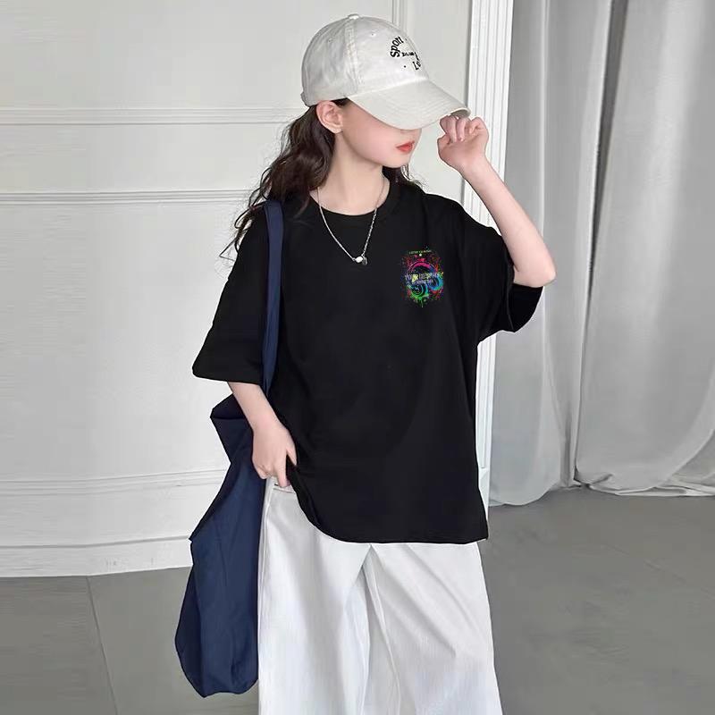 Music Lover Pattern Design Children's Top Summer Boys Girls Short Sleeve T-Shirt Korean Style Children's Clothing